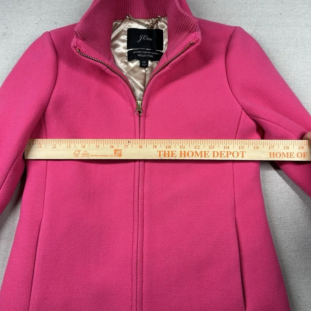 J. Crew Coat Womens 0P Petite Nello Gori Italian Stadium Cloth Wool Blend Pink - Picture 9 of 11